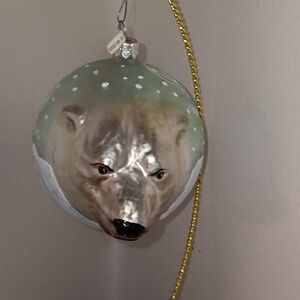 VINTAGE GLASS POLAR BEAR ORNAMENT